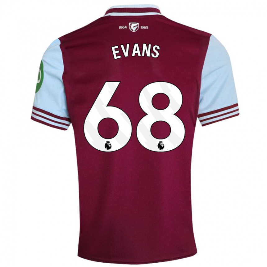 Kids Football Isaac Evans #68 Dark Red Home Jersey 2024/25 T-Shirt Za