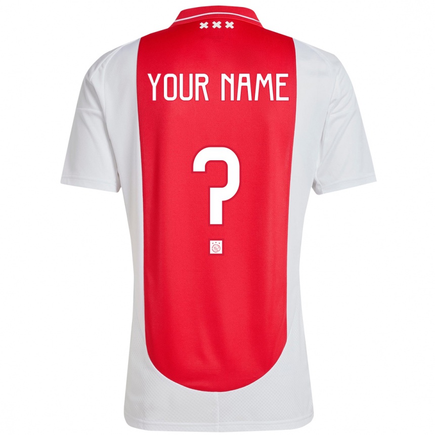 Kids Football Your Name #0 Red White Home Jersey 2024/25 T-Shirt Za