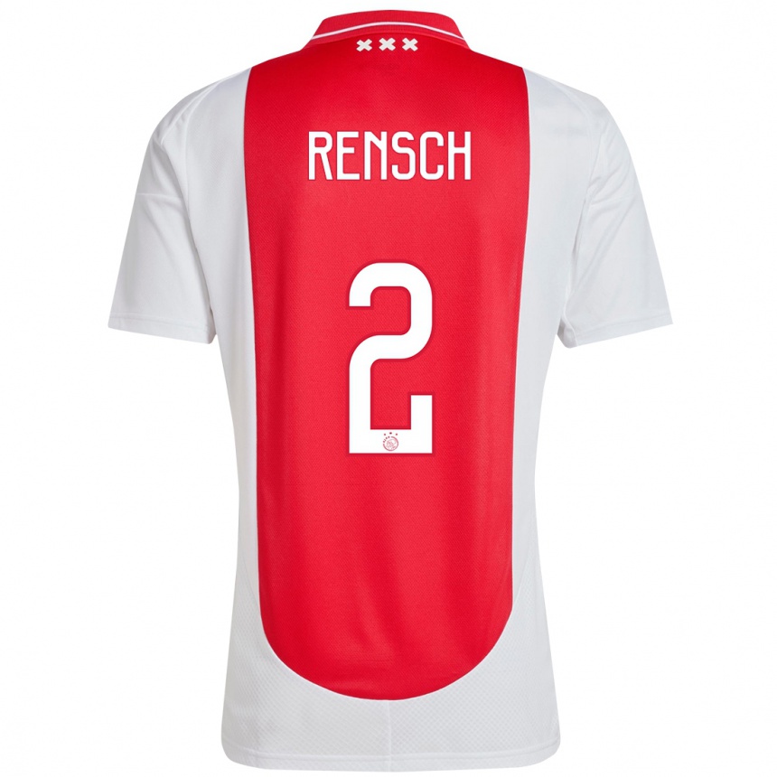 Kids Football Devyne Rensch #2 Red White Home Jersey 2024/25 T-Shirt Za