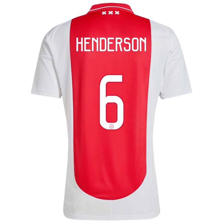 Kids Football Jordan Henderson #6 Red White Home Jersey 2024/25 T-Shirt Za