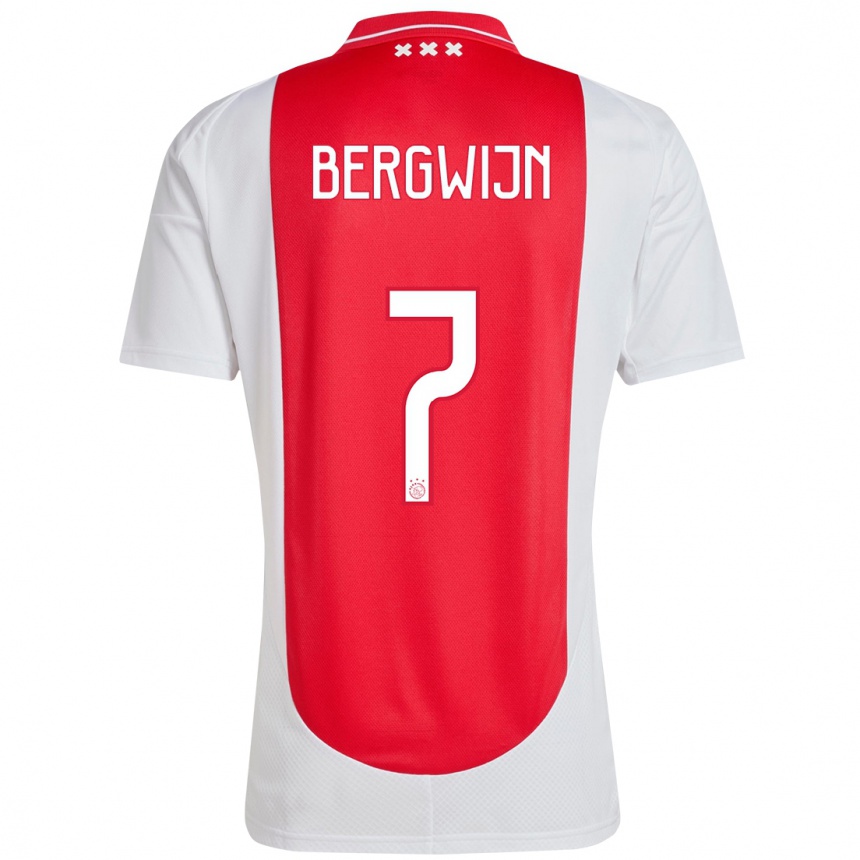 Kids Football Steven Bergwijn #7 Red White Home Jersey 2024/25 T-Shirt Za