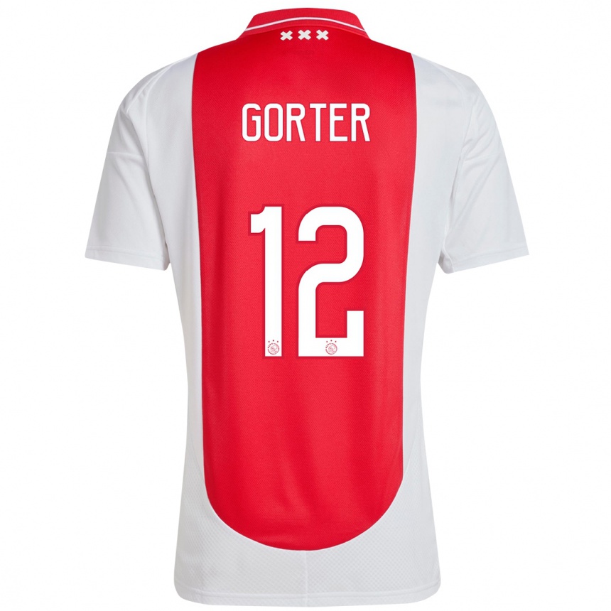 Kids Football Jay Gorter #12 Red White Home Jersey 2024/25 T-Shirt Za