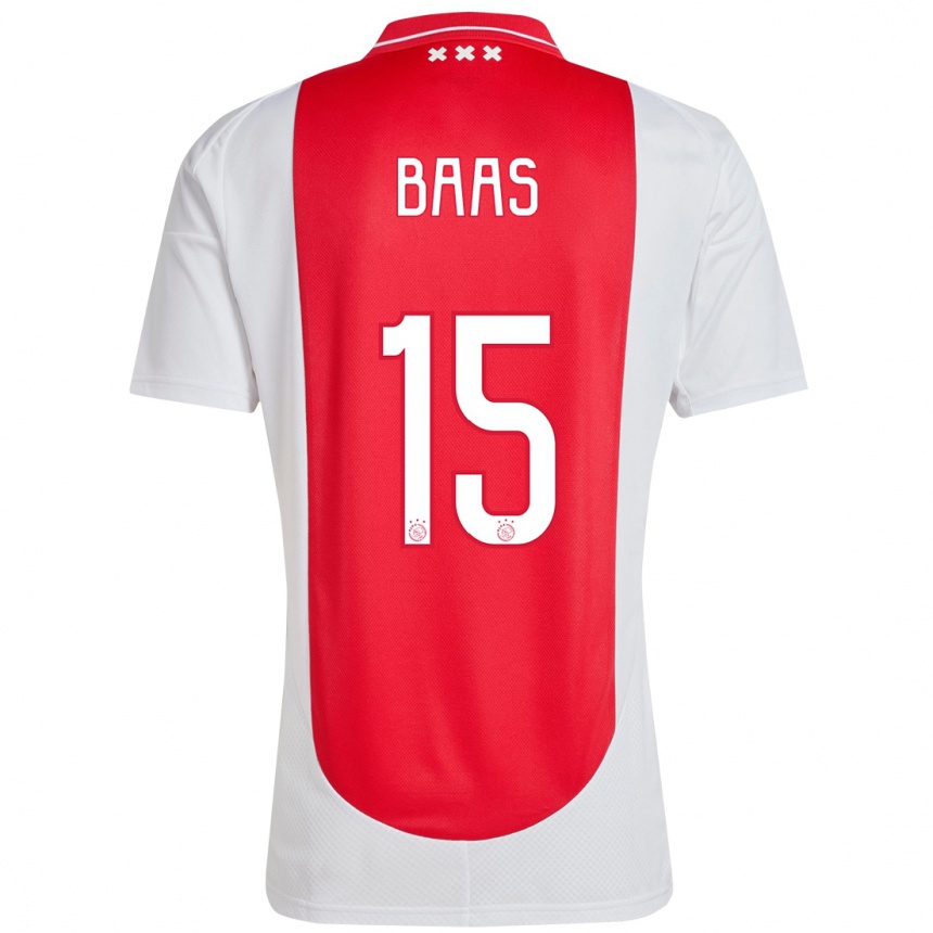 Kids Football Youri Baas #15 Red White Home Jersey 2024/25 T-Shirt Za