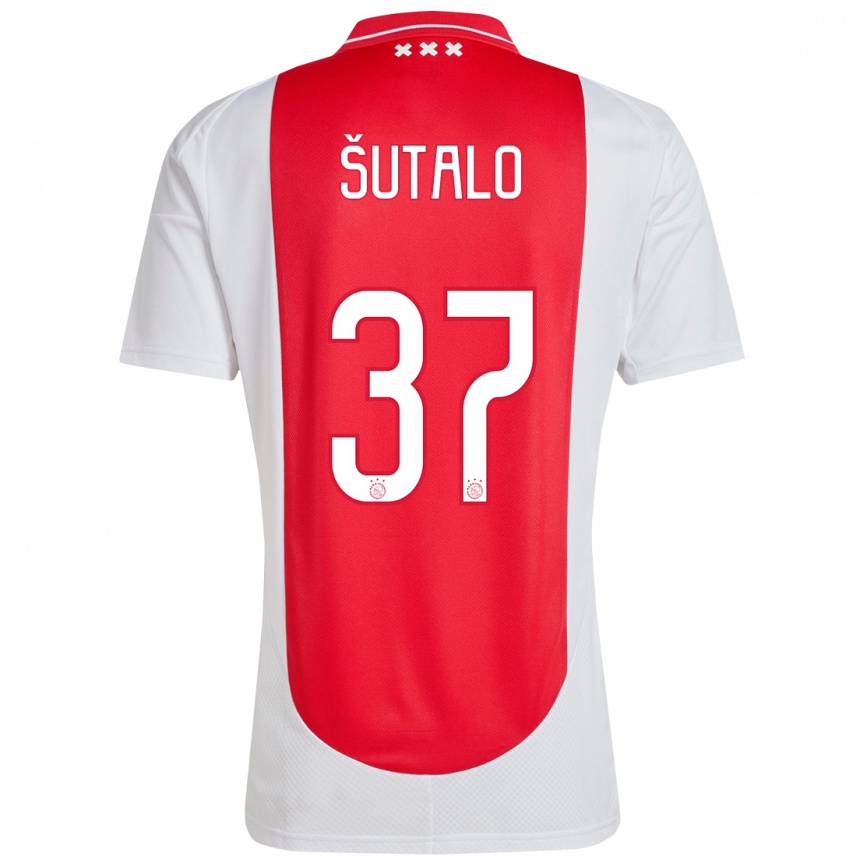 Kids Football Josip Sutalo #37 Red White Home Jersey 2024/25 T-Shirt Za