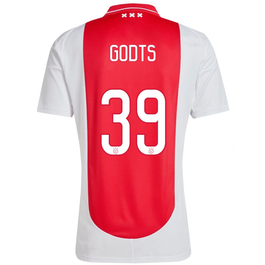 Kids Football Mika Godts #39 Red White Home Jersey 2024/25 T-Shirt Za