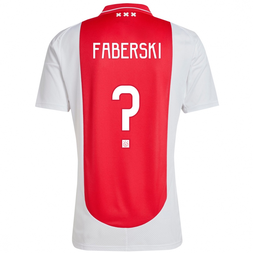 Kids Football Jan Faberski #0 Red White Home Jersey 2024/25 T-Shirt Za