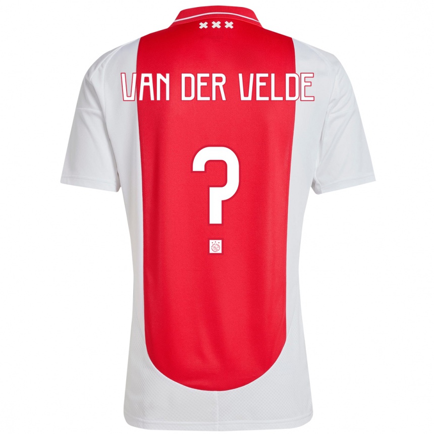 Kids Football Valentijn Van Der Velde #0 Red White Home Jersey 2024/25 T-Shirt Za