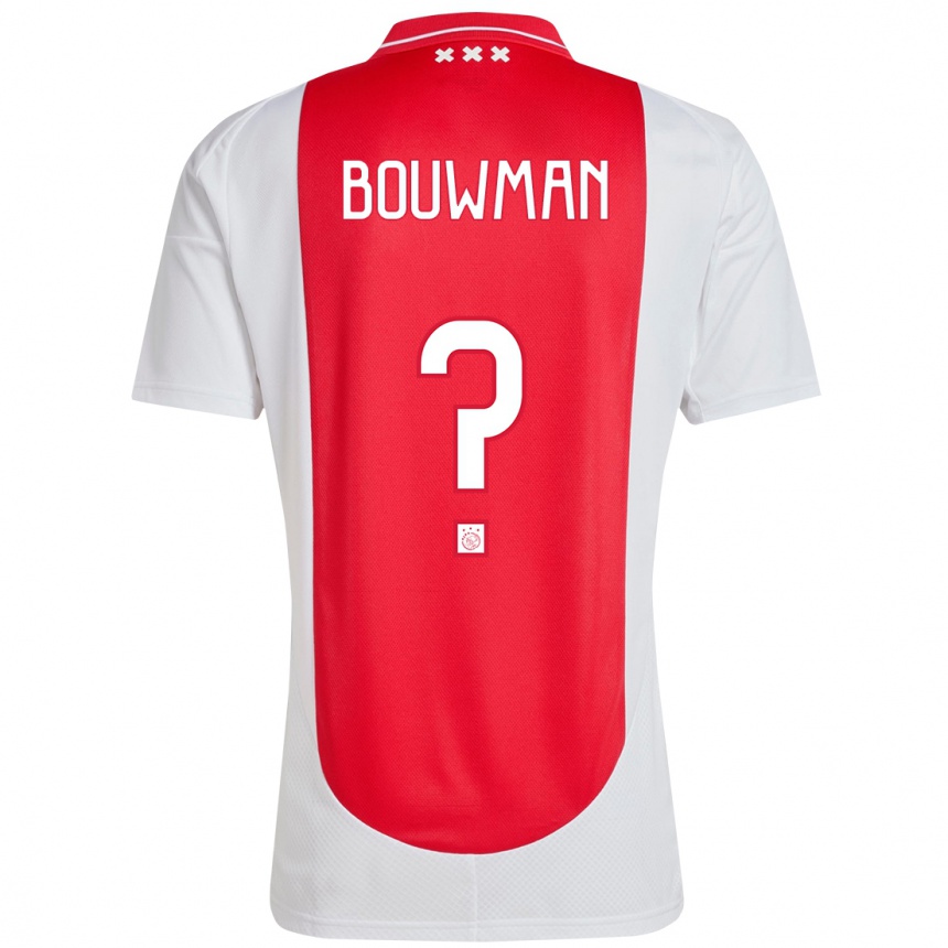 Kids Football Aaron Bouwman #0 Red White Home Jersey 2024/25 T-Shirt Za