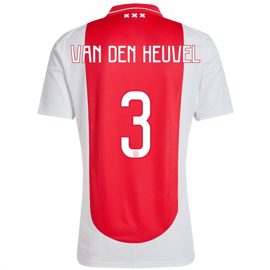 Kids Football Nino Van Den Heuvel #3 Red White Home Jersey 2024/25 T-Shirt Za