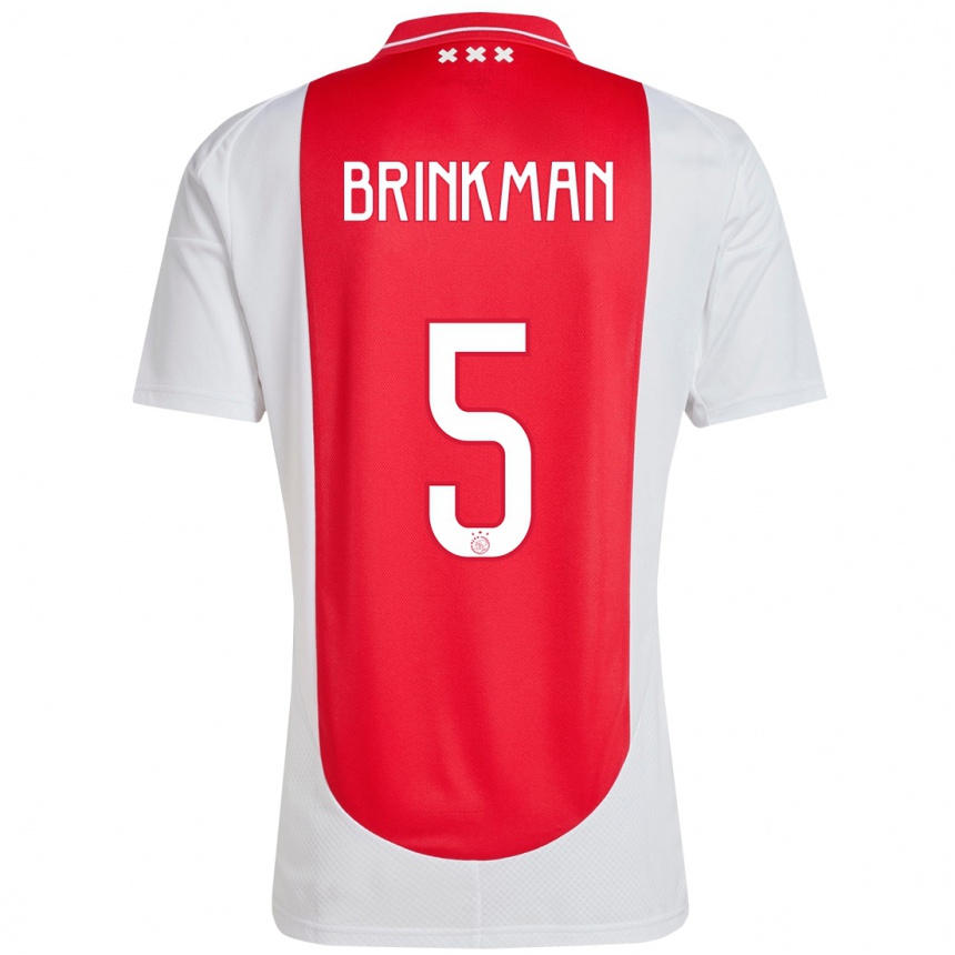 Kids Football Tim Brinkman #5 Red White Home Jersey 2024/25 T-Shirt Za