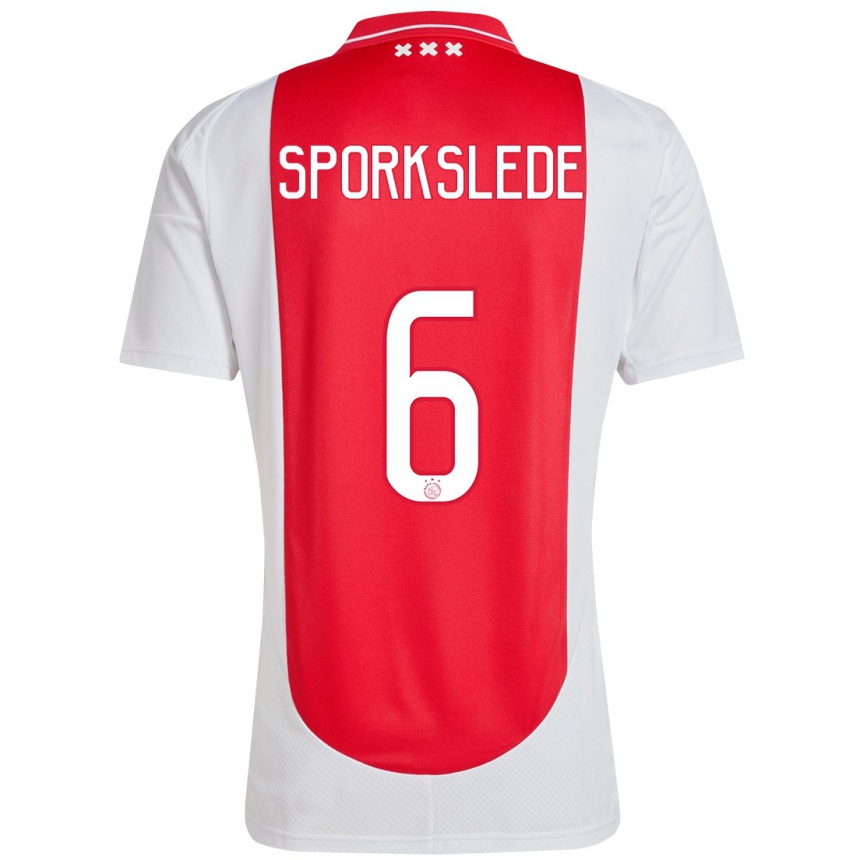 Kids Football Fabian Sporkslede #6 Red White Home Jersey 2024/25 T-Shirt Za