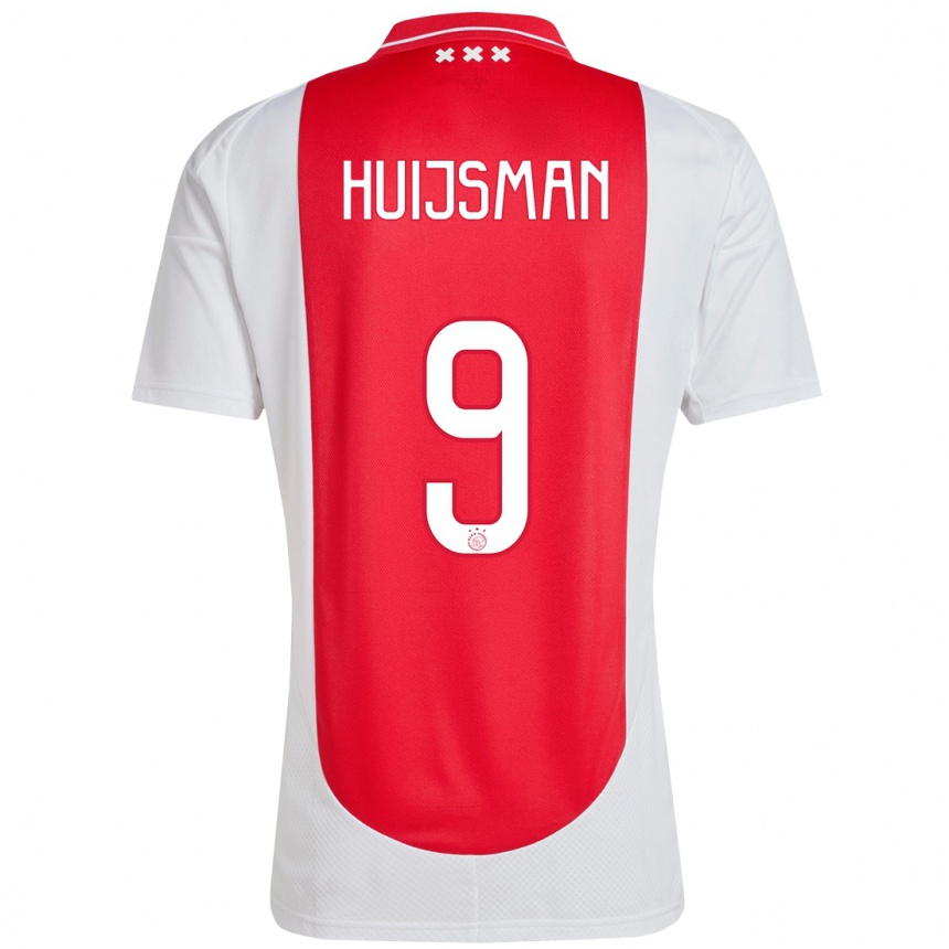 Kids Football Mitchi Huijsman #9 Red White Home Jersey 2024/25 T-Shirt Za