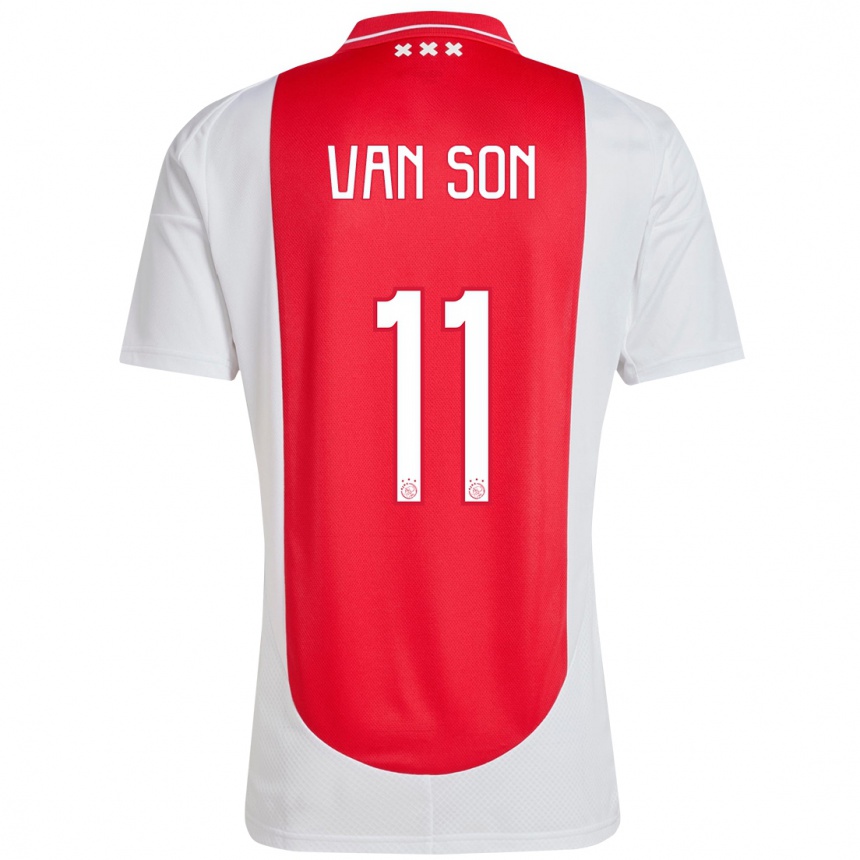 Kids Football Daniël Van Son #11 Red White Home Jersey 2024/25 T-Shirt Za