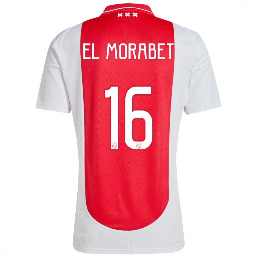 Kids Football Younes El Morabet #16 Red White Home Jersey 2024/25 T-Shirt Za