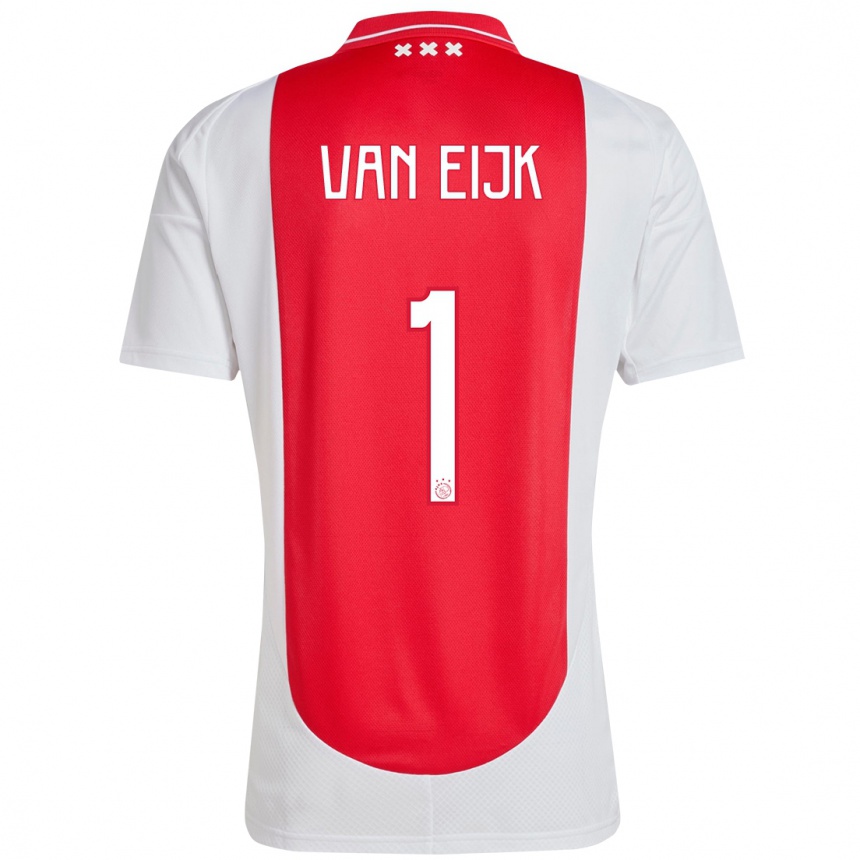 Kids Football Regina Van Eijk #1 Red White Home Jersey 2024/25 T-Shirt Za