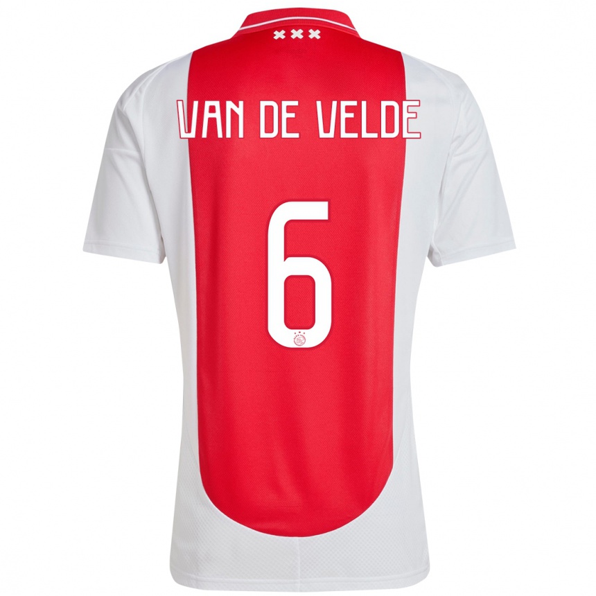 Kids Football Jonna Van De Velde #6 Red White Home Jersey 2024/25 T-Shirt Za