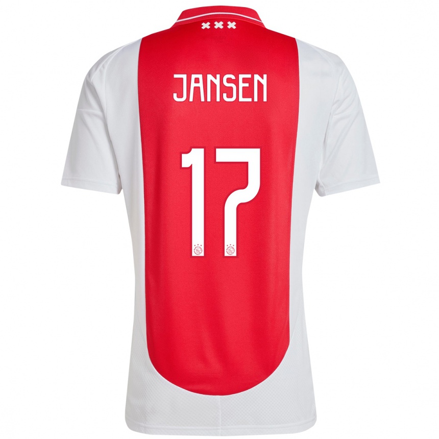 Kids Football Bente Jansen #17 Red White Home Jersey 2024/25 T-Shirt Za