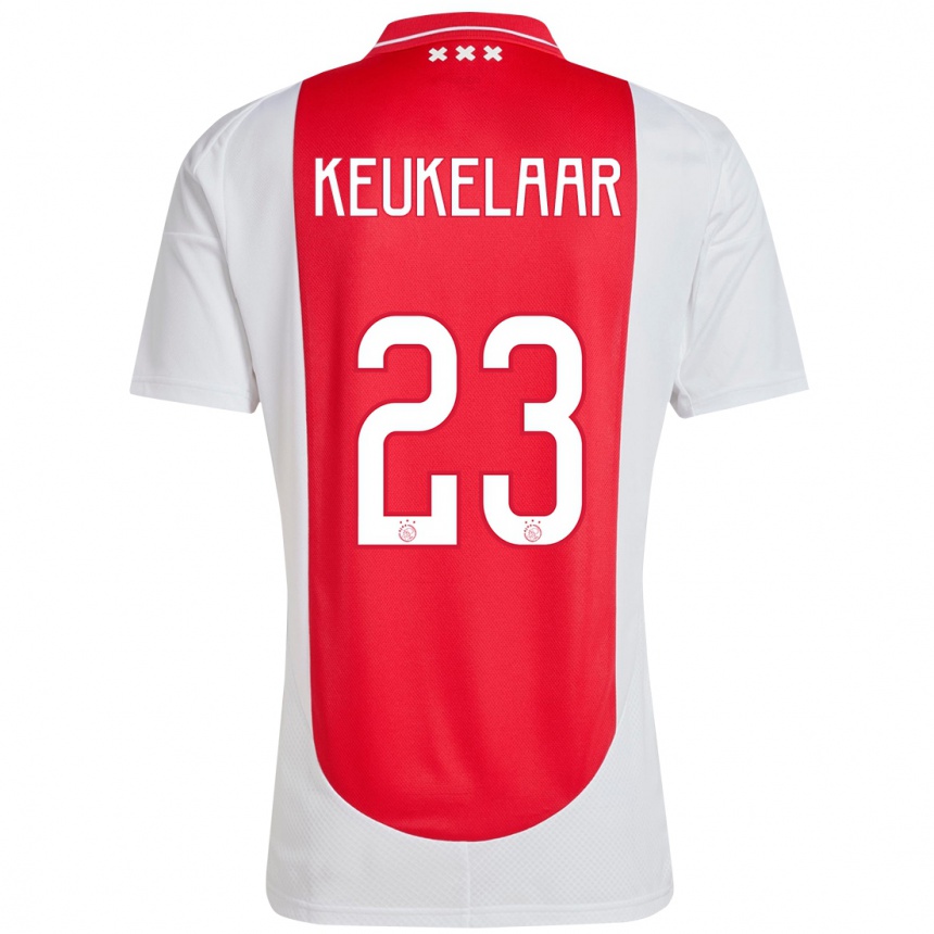 Kids Football Lotte Keukelaar #23 Red White Home Jersey 2024/25 T-Shirt Za