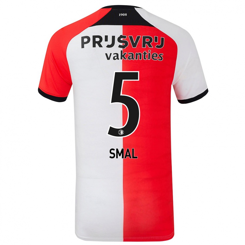 Kids Football Gijs Smal #5 Red White Home Jersey 2024/25 T-Shirt Za