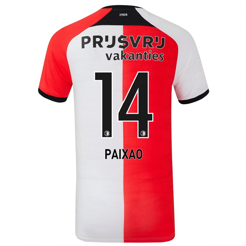 Kids Football Igor Paixão #14 Red White Home Jersey 2024/25 T-Shirt Za