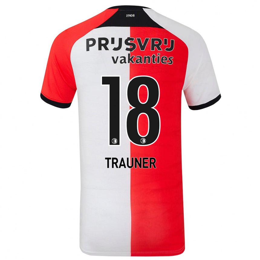 Kids Football Gernot Trauner #18 Red White Home Jersey 2024/25 T-Shirt Za