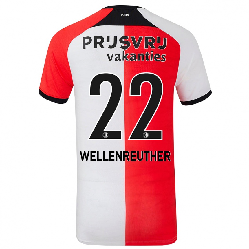 Kids Football Timon Wellenreuther #22 Red White Home Jersey 2024/25 T-Shirt Za