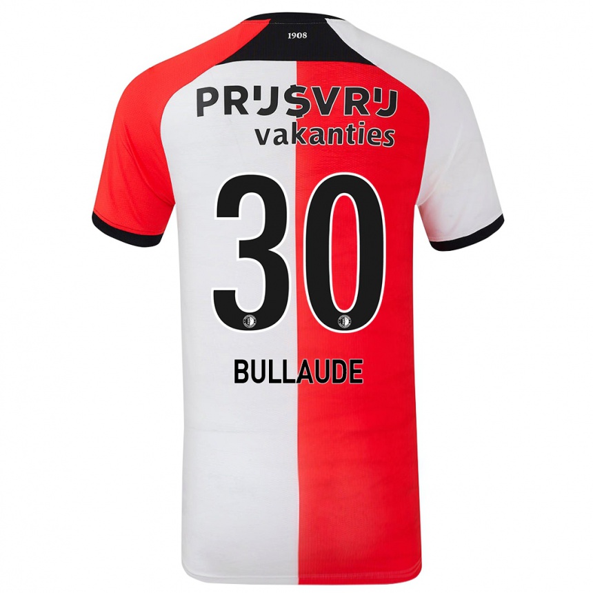 Kids Football Ezequiel Bullaude #30 Red White Home Jersey 2024/25 T-Shirt Za