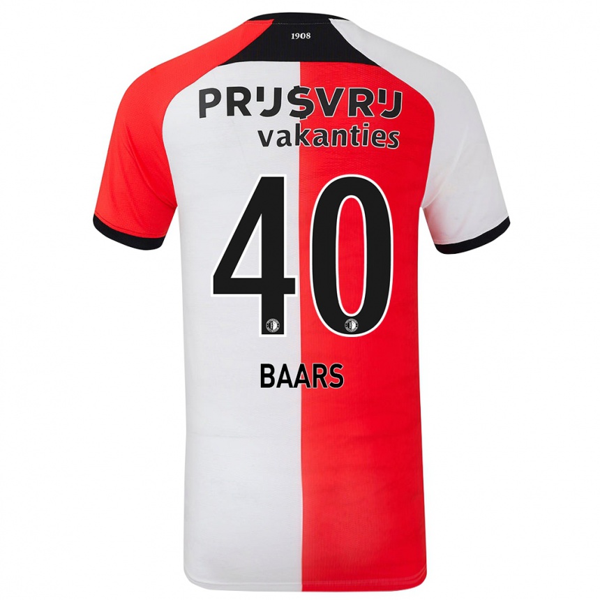 Kids Football Guus Baars #40 Red White Home Jersey 2024/25 T-Shirt Za