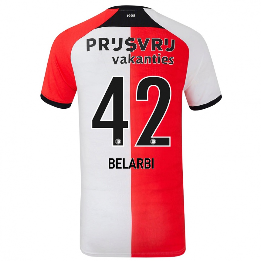 Kids Football Abdel Belarbi #42 Red White Home Jersey 2024/25 T-Shirt Za