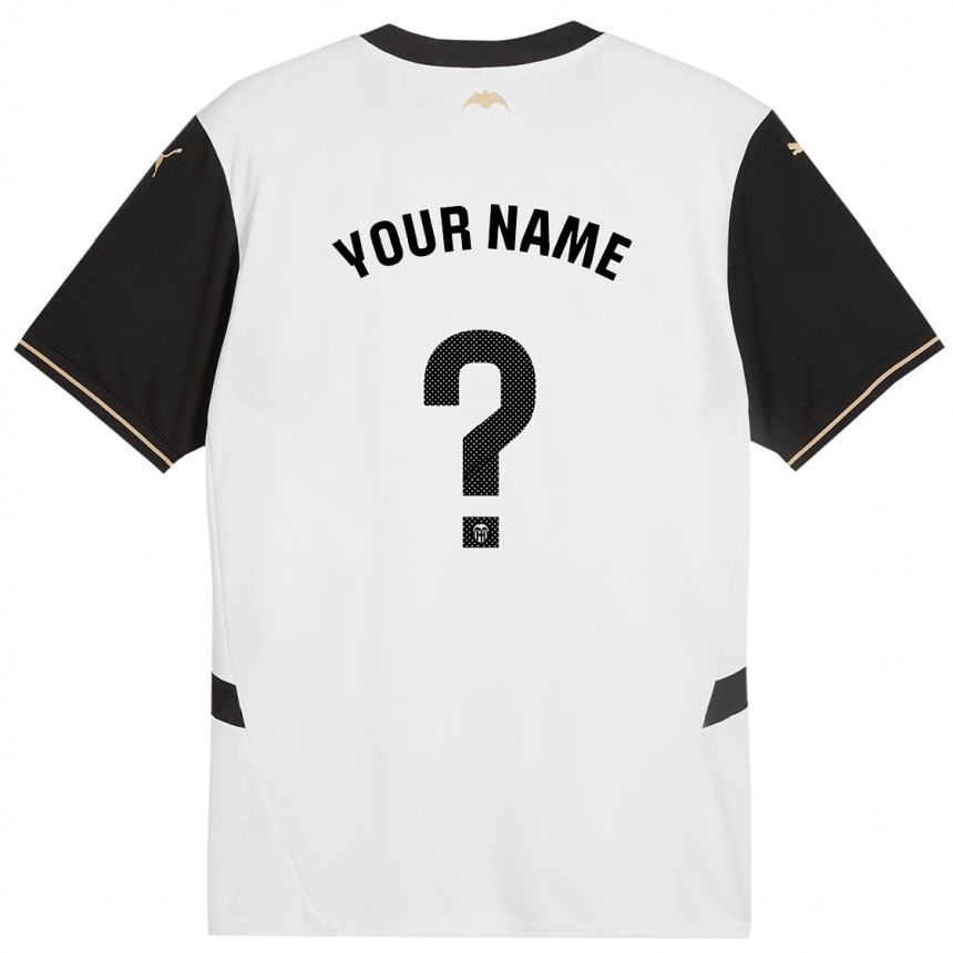 Kids Football Your Name #0 White Black Home Jersey 2024/25 T-Shirt Za