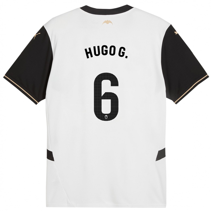 Kids Football Hugo Guillamón #6 White Black Home Jersey 2024/25 T-Shirt Za