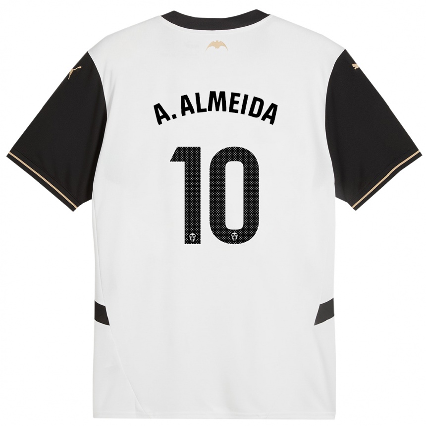 Kids Football André Almeida #10 White Black Home Jersey 2024/25 T-Shirt Za