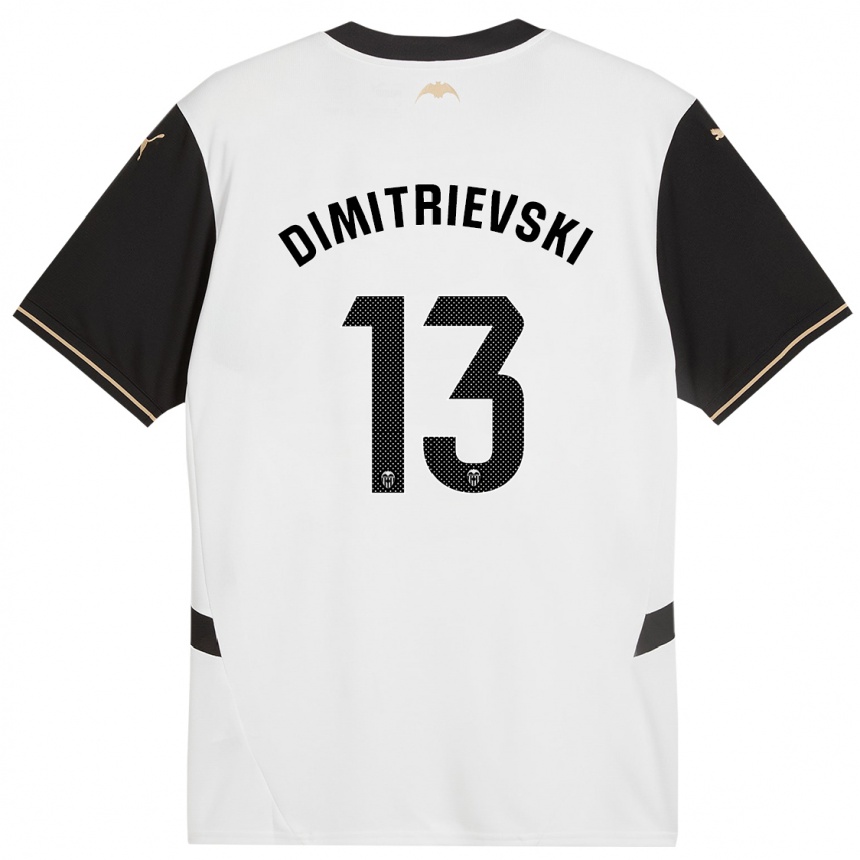 Kids Football Stole Dimitrievski #13 White Black Home Jersey 2024/25 T-Shirt Za