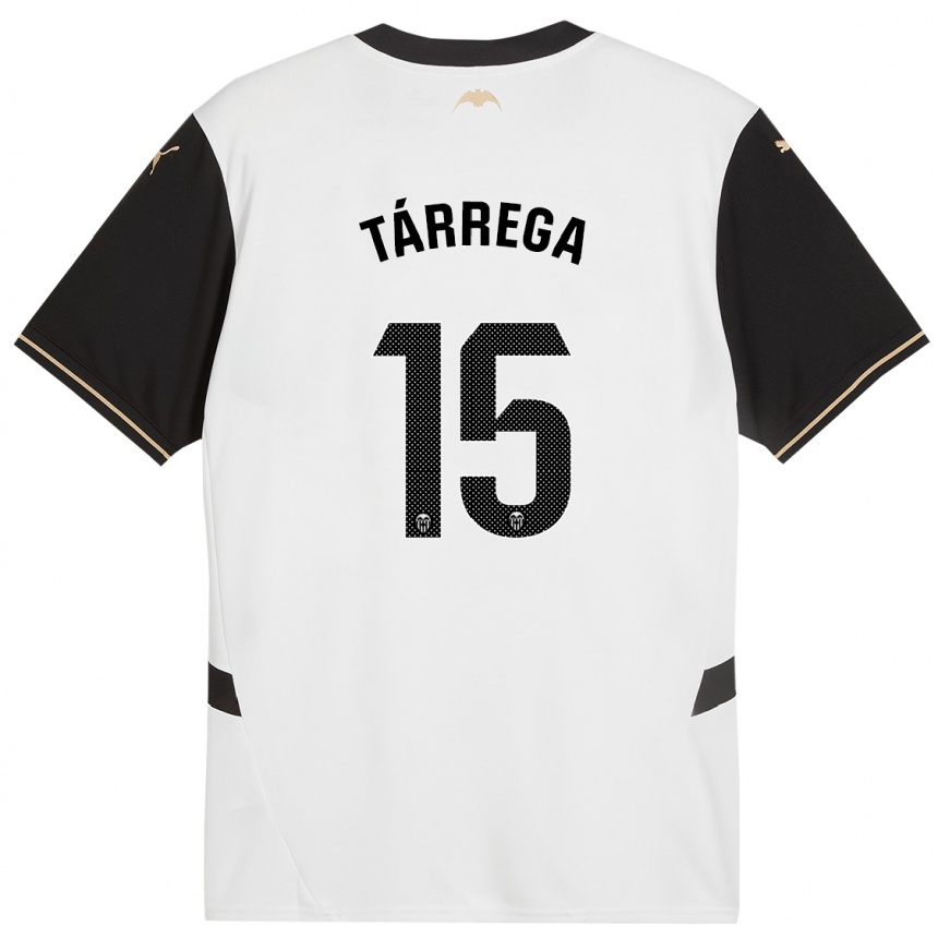 Kids Football César Tárrega #15 White Black Home Jersey 2024/25 T-Shirt Za