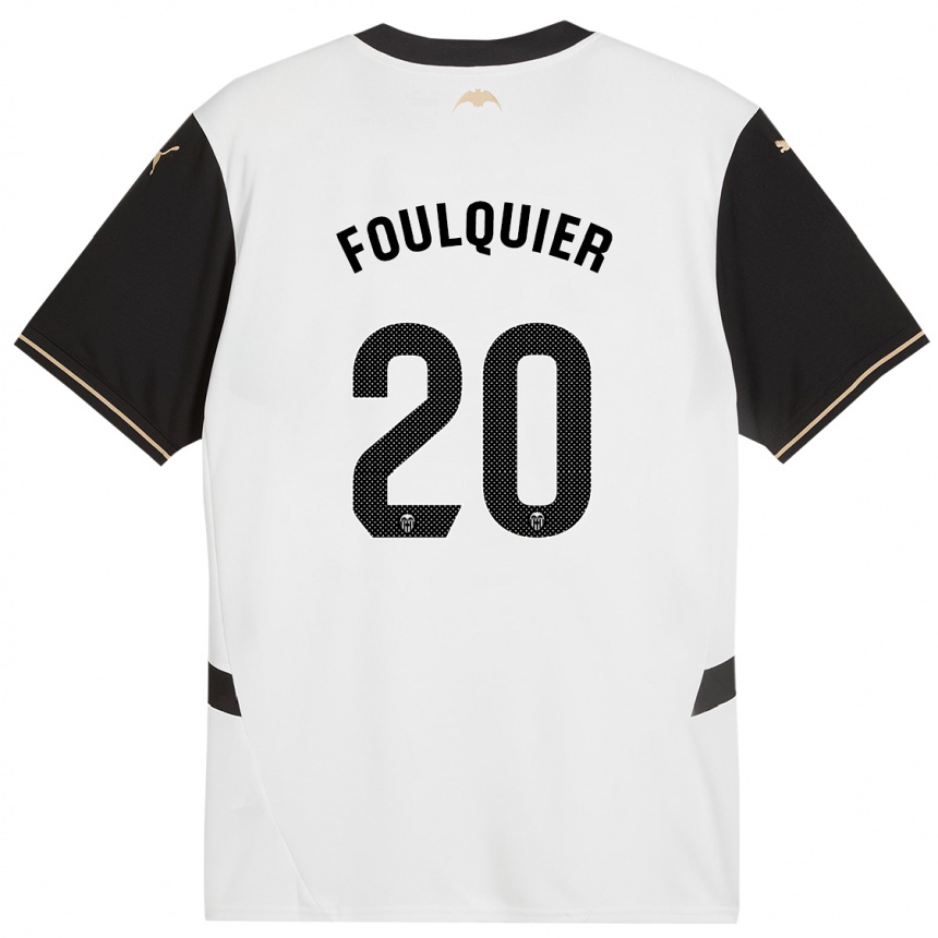 Kids Football Dimitri Foulquier #20 White Black Home Jersey 2024/25 T-Shirt Za