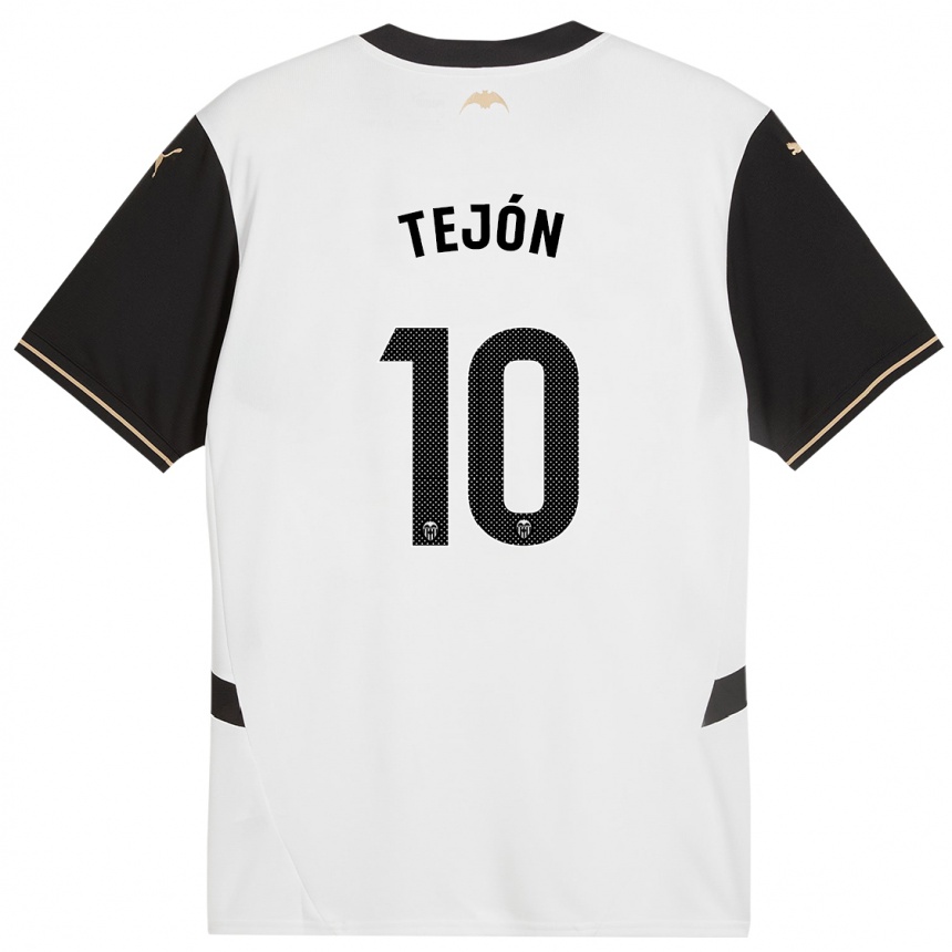 Kids Football Martín Tejón #10 White Black Home Jersey 2024/25 T-Shirt Za