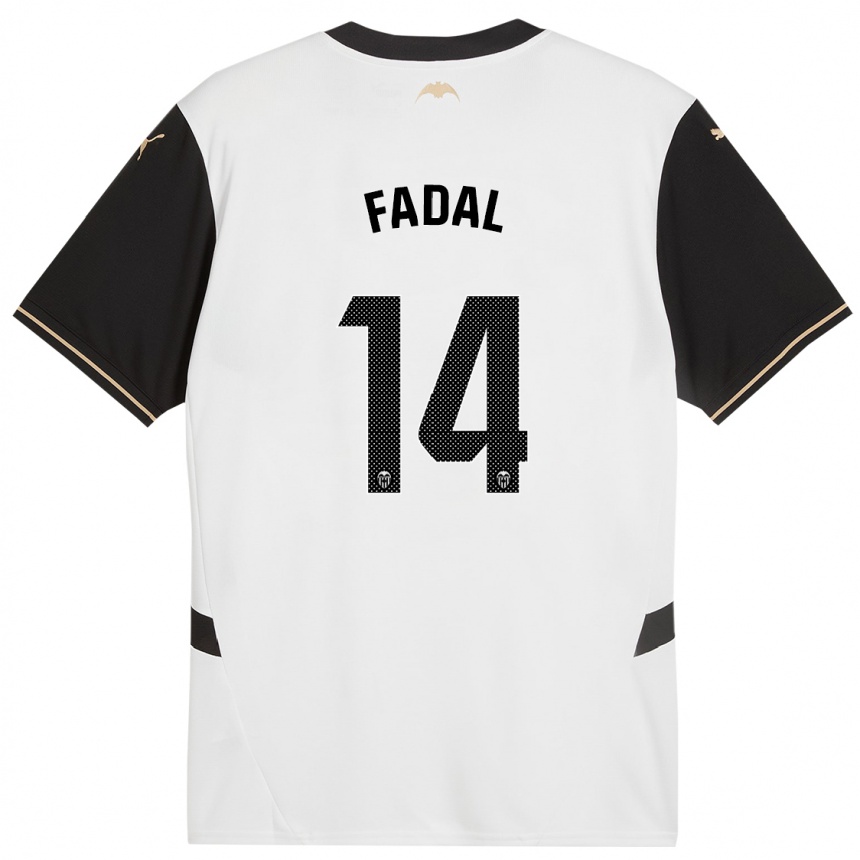 Kids Football Ali Fadal #14 White Black Home Jersey 2024/25 T-Shirt Za