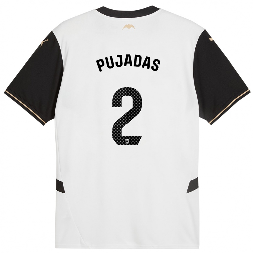 Kids Football Berta Pujadas #2 White Black Home Jersey 2024/25 T-Shirt Za