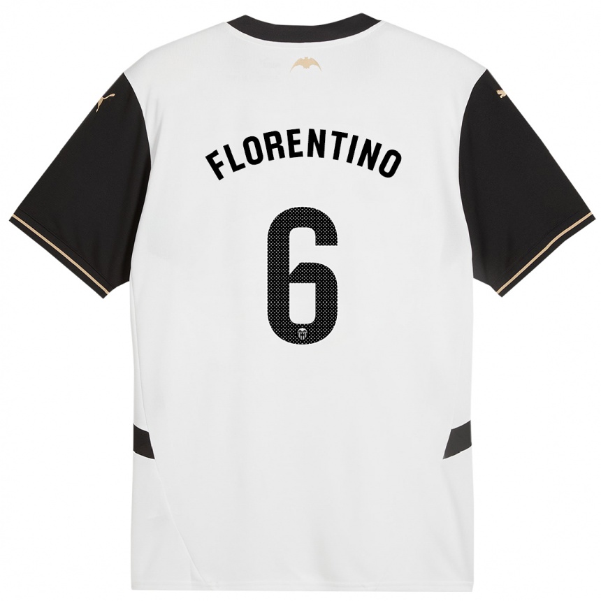 Kids Football Claudia Florentino #6 White Black Home Jersey 2024/25 T-Shirt Za