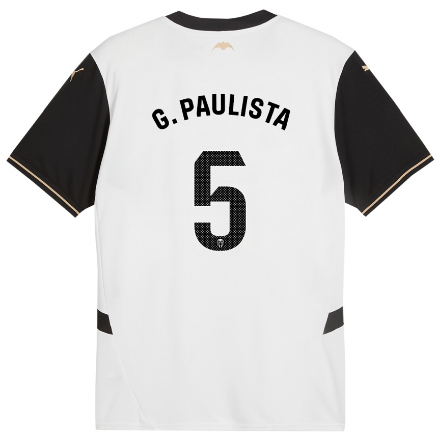 Kids Football Gabriel Paulista #5 White Black Home Jersey 2024/25 T-Shirt Za