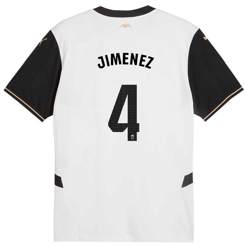 Kids Football Maria Jimenez #4 White Black Home Jersey 2024/25 T-Shirt Za