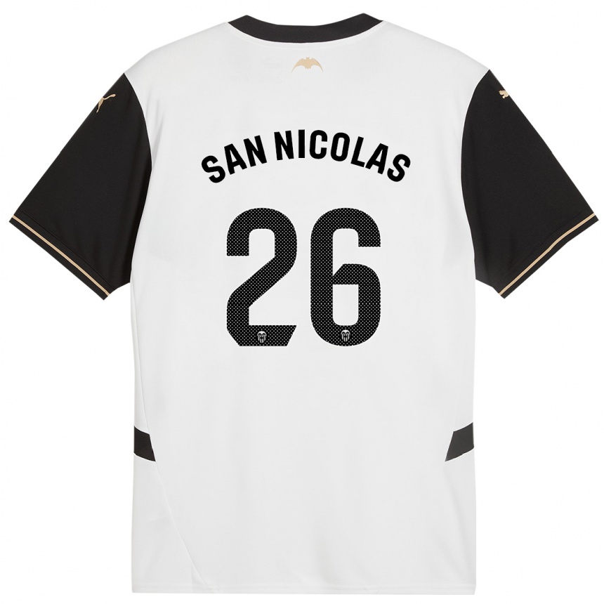 Kids Football Olga San Nicolas #26 White Black Home Jersey 2024/25 T-Shirt Za