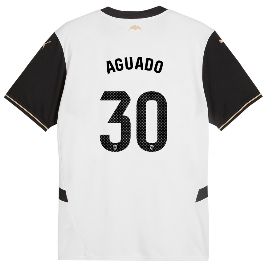 Kids Football Julia Aguado #30 White Black Home Jersey 2024/25 T-Shirt Za