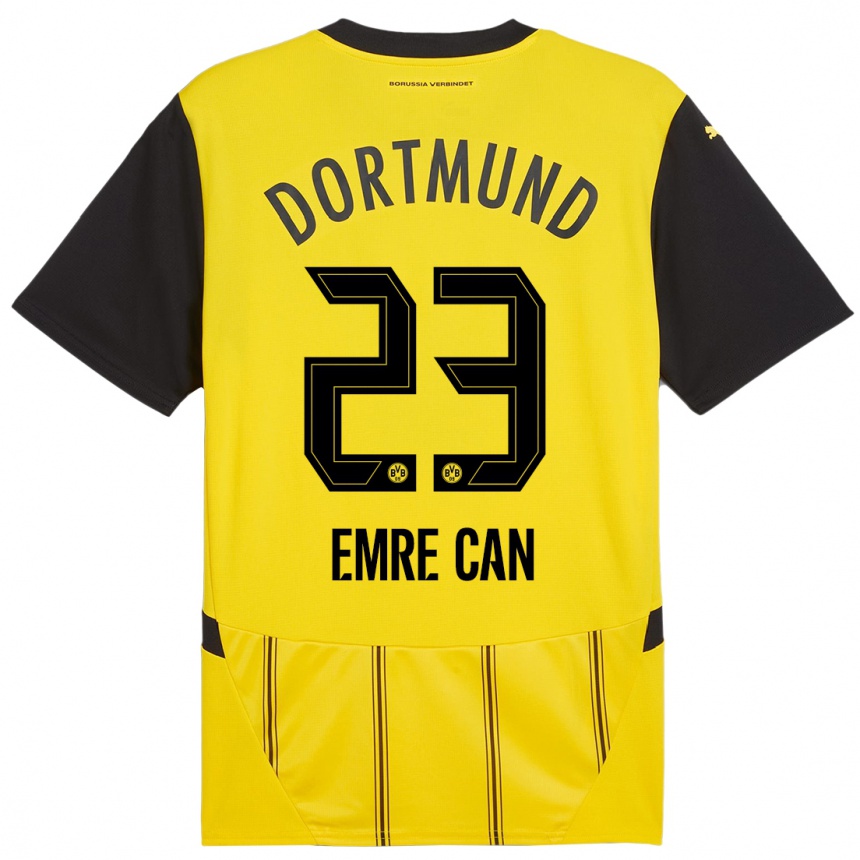 Kids Football Emre Can #23 Yellow Black Home Jersey 2024/25 T-Shirt Za