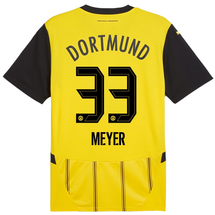 Kids Football Alexander Meyer #33 Yellow Black Home Jersey 2024/25 T-Shirt Za