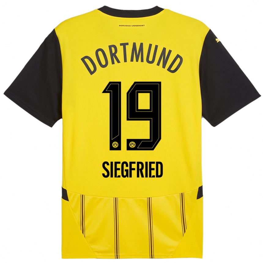 Kids Football Janz Siegfried #19 Yellow Black Home Jersey 2024/25 T-Shirt Za