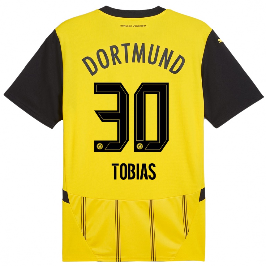 Kids Football Vogt Tobias #30 Yellow Black Home Jersey 2024/25 T-Shirt Za