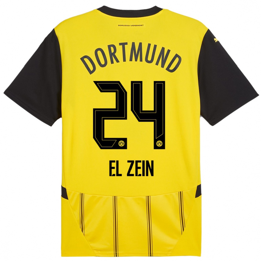 Kids Football Abu-Bekir Omer El-Zein #24 Yellow Black Home Jersey 2024/25 T-Shirt Za