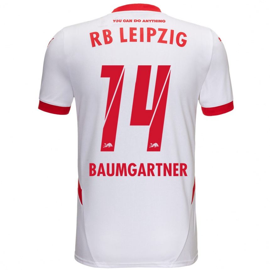 Kids Football Christoph Baumgartner #14 White Red Home Jersey 2024/25 T-Shirt Za