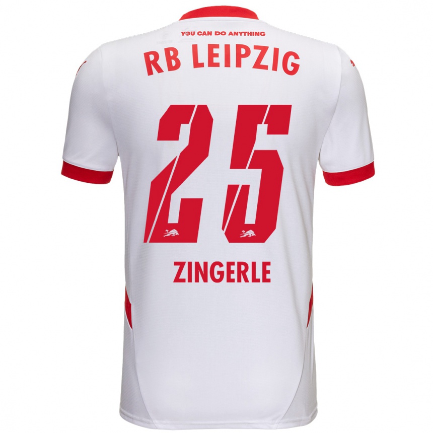 Kids Football Leopold Zingerle #25 White Red Home Jersey 2024/25 T-Shirt Za